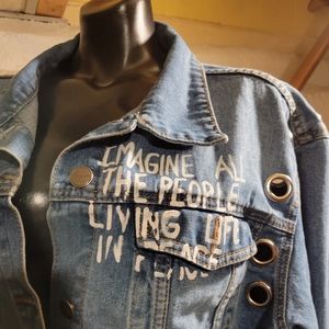 American Bazi Denim Jacket w/Mona Lisa Graphic Women's L